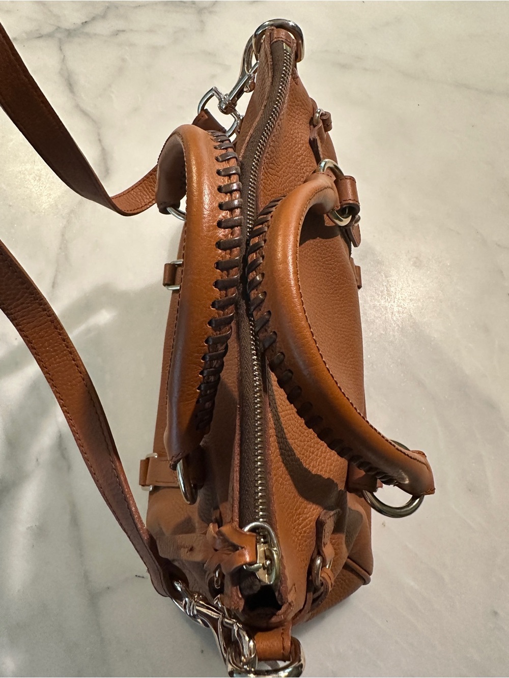 Dooney & Bourke AWL British Tan Leather Satchel - Picture 6 of 12